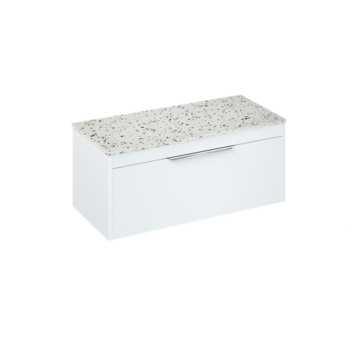 Britton Shoreditch 1000mm Wall Hung Single Drawer Unit with Ice Blue Worktop - Unbeatable Bathrooms