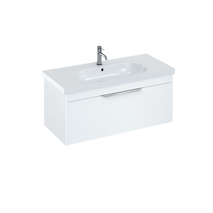 Britton Shoreditch 1000mm Vanity Unit - Wall Hung 1 Drawer Unit with Round Basin - Unbeatable Bathrooms