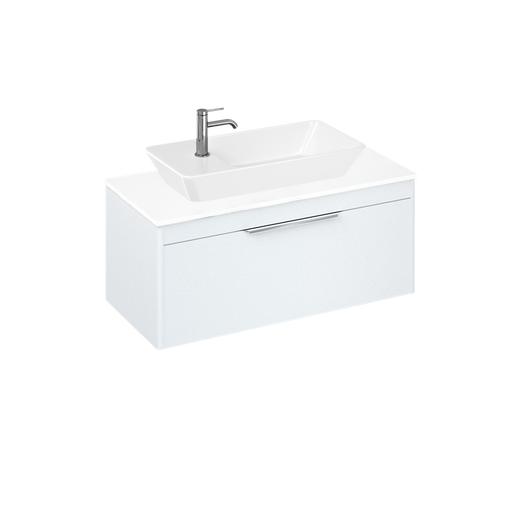 Britton Shoreditch 1000mm Vanity Unit - Wall Hung 1 Drawer Unit with White Worktop & Yacht Countertop Basin - Unbeatable Bathrooms