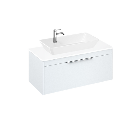 Britton Shoreditch 1000mm Vanity Unit - Wall Hung 1 Drawer Unit with White Worktop & Yacht Countertop Basin - Unbeatable Bathrooms