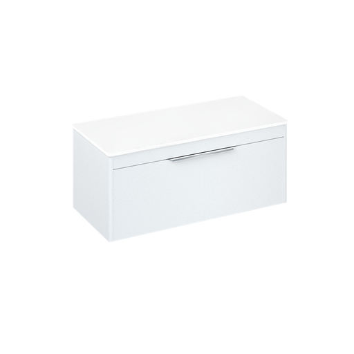 Britton Shoreditch 1000mm Vanity Unit - Wall Hung 1 Drawer Unit with White Worktop (No Basin) - Unbeatable Bathrooms