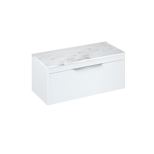 Britton Shoreditch 1000mm Wall Hung Single Drawer Unit with Carrara White Worktop - Unbeatable Bathrooms