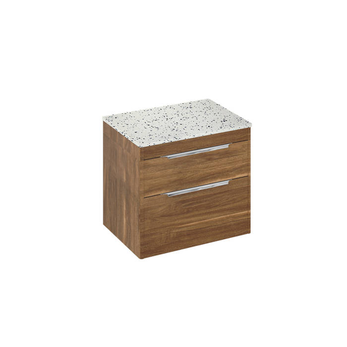 Britton Shoreditch 650mm Wall Hung Double Drawer Unit with Ice Blue Worktop - Unbeatable Bathrooms