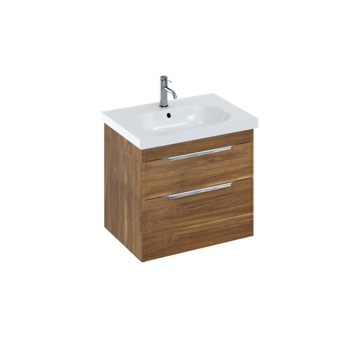 Britton Shoreditch 620mm Vanity Unit - Wall Hung 2 Drawer Unit with Round Basin - Unbeatable Bathrooms
