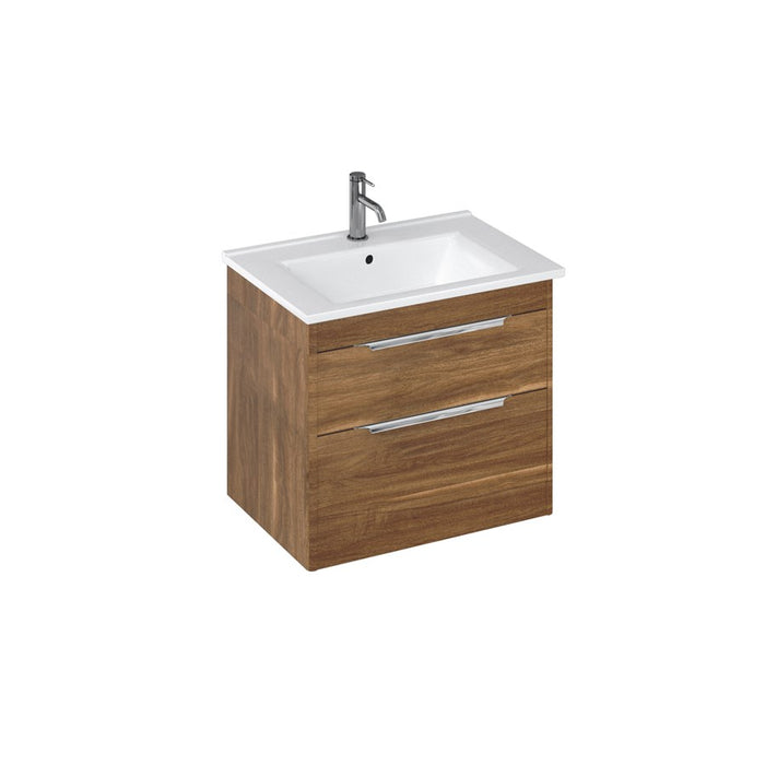 Britton Shoreditch 620mm Vanity Unit - Wall Hung 2 Drawer Unit with Square Basin - Unbeatable Bathrooms