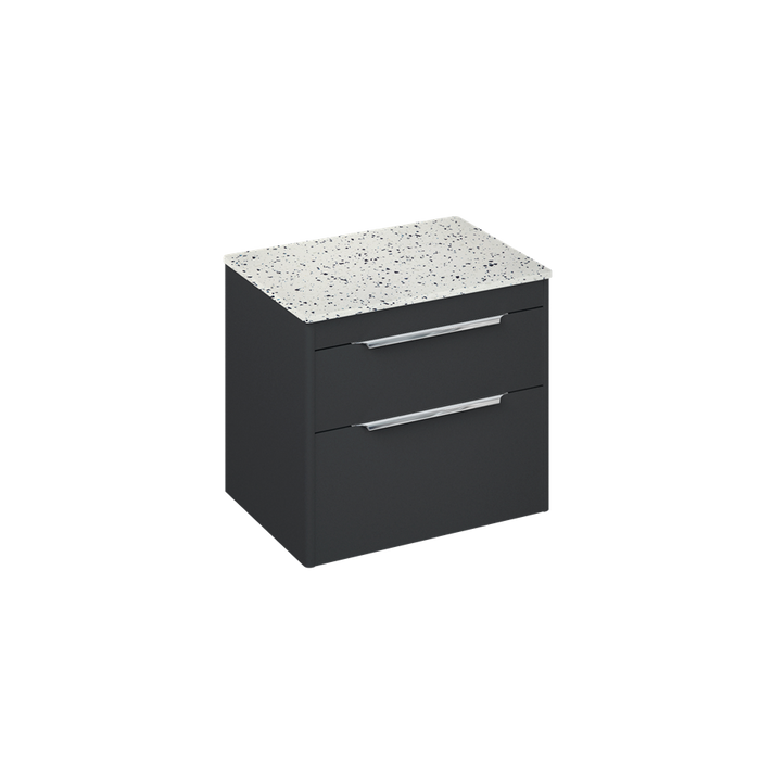 Britton Shoreditch 650mm Wall Hung Double Drawer Unit with Ice Blue Worktop - Unbeatable Bathrooms