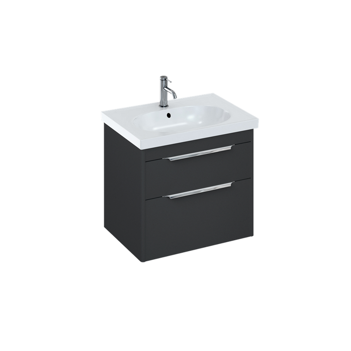 Britton Shoreditch 620mm Vanity Unit - Wall Hung 2 Drawer Unit with Round Basin - Unbeatable Bathrooms
