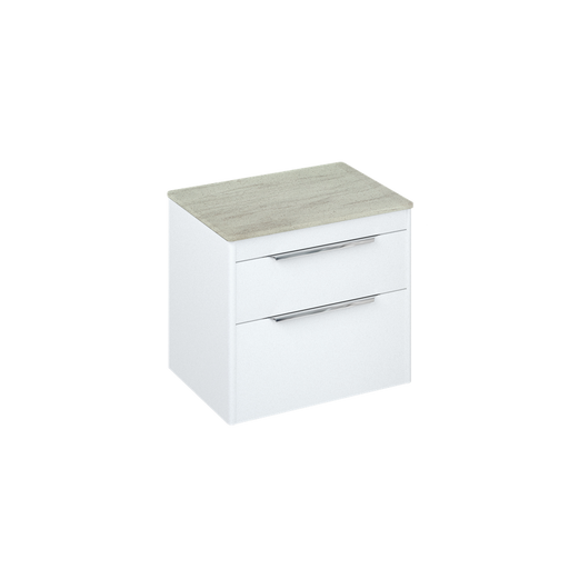 Britton Shoreditch 650mm Wall Hung Double Drawer Unit with Concrete Haze Worktop - Unbeatable Bathrooms