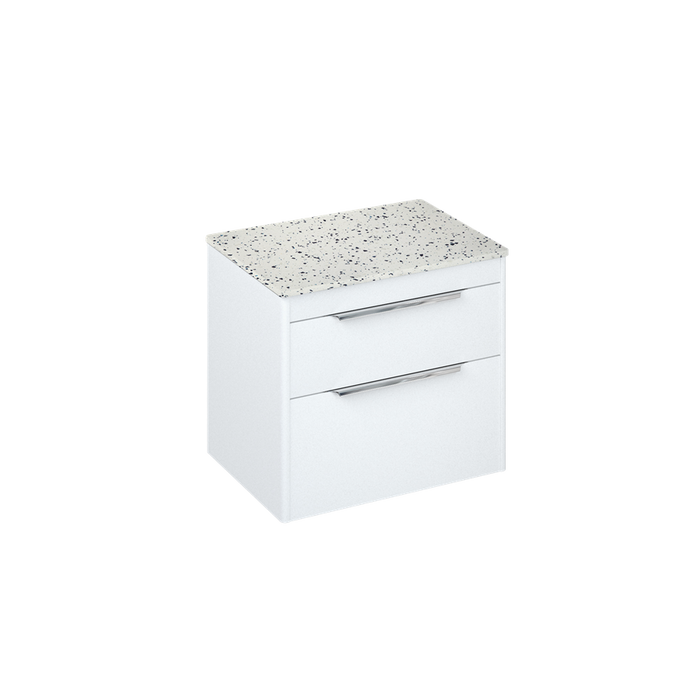 Britton Shoreditch 650mm Wall Hung Double Drawer Unit with Ice Blue Worktop - Unbeatable Bathrooms