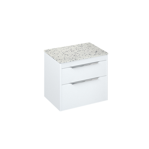 Britton Shoreditch 650mm Wall Hung Double Drawer Unit with Ice Blue Worktop - Unbeatable Bathrooms