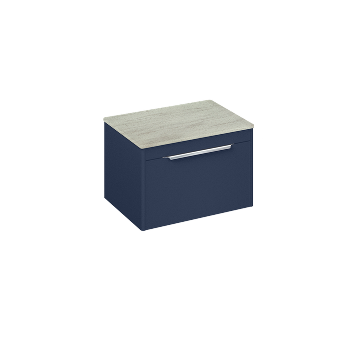 Britton Shoreditch 650mm Wall Hung Single Drawer Unit with Concrete Haze Worktop - Unbeatable Bathrooms