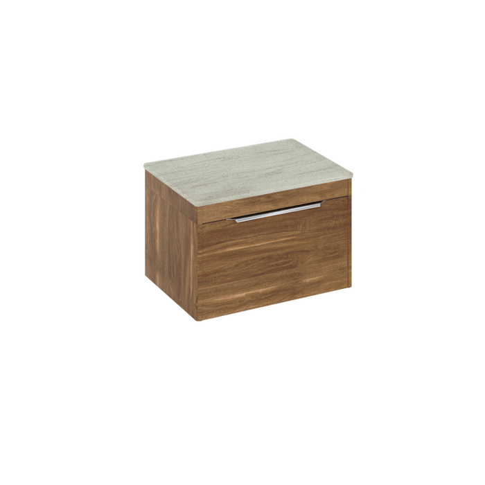 Britton Shoreditch 650mm Wall Hung Single Drawer Unit with Concrete Haze Worktop - Unbeatable Bathrooms