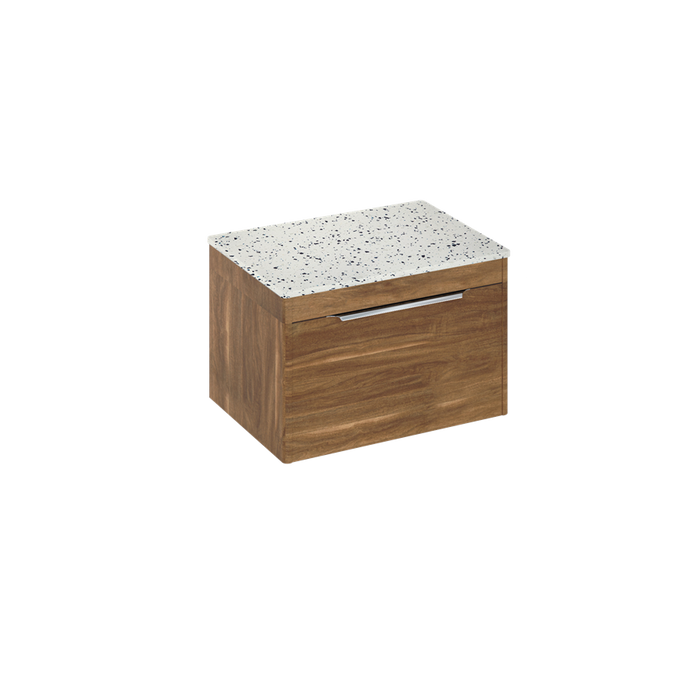 Britton Shoreditch 650mm Wall Hung Single Drawer Unit with Ice Blue Worktop - Unbeatable Bathrooms