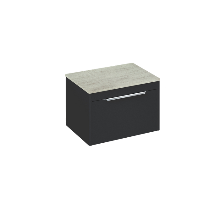 Britton Shoreditch 650mm Wall Hung Single Drawer Unit with Concrete Haze Worktop - Unbeatable Bathrooms