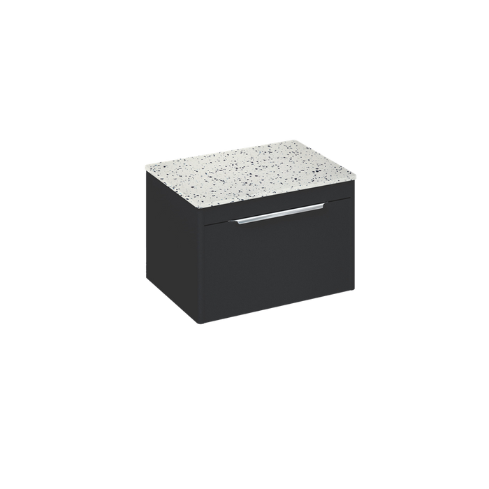 Britton Shoreditch 650mm Wall Hung Single Drawer Unit with Ice Blue Worktop - Unbeatable Bathrooms