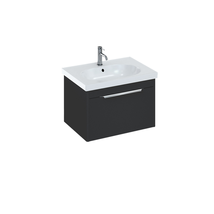 Britton Shoreditch 620mm Vanity Unit - Wall Hung 1 Drawer Unit with Round Basin - Unbeatable Bathrooms