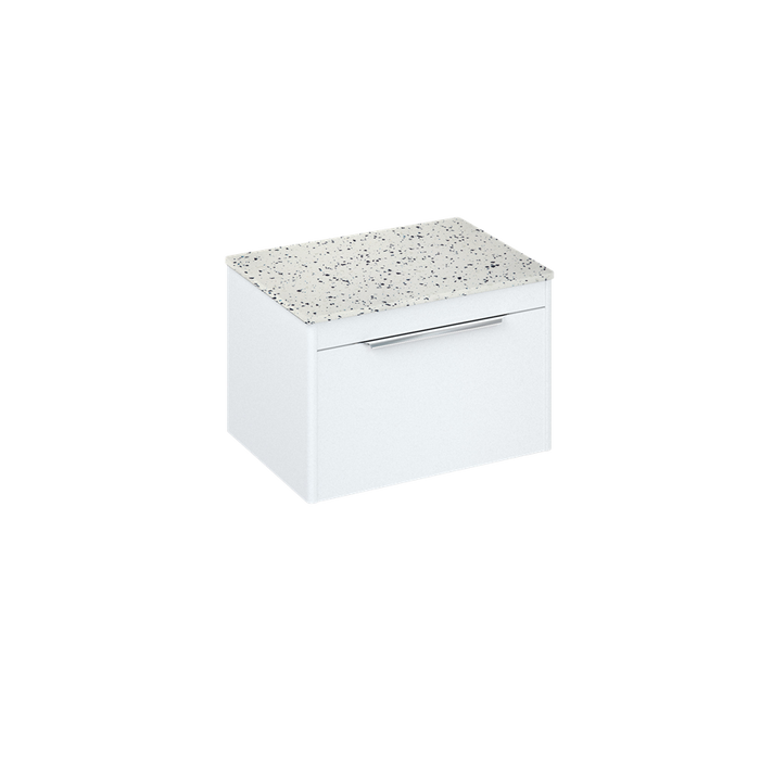 Britton Shoreditch 650mm Wall Hung Single Drawer Unit with Ice Blue Worktop - Unbeatable Bathrooms