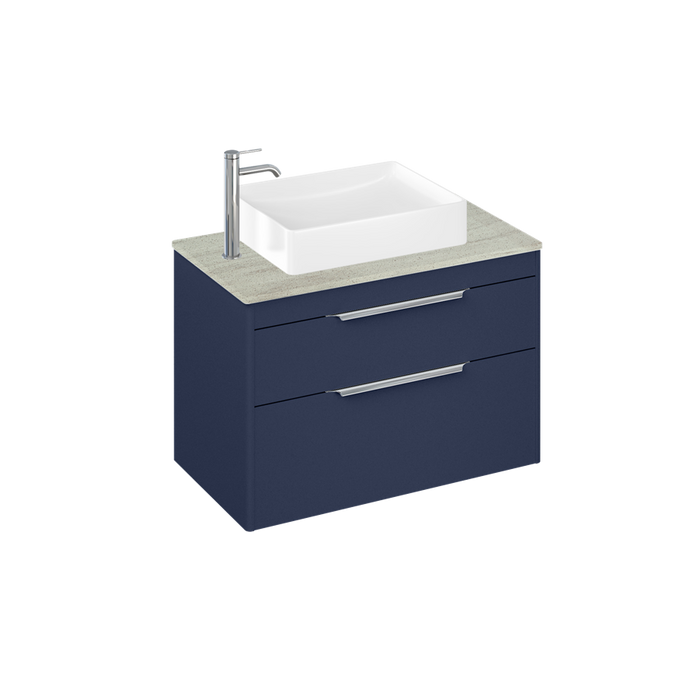 Britton Shoreditch 820mm Vanity Unit - Wall Hung 2 Drawer Unit with Concrete Haze Worktop & Quad Countertop Basin - Unbeatable Bathrooms