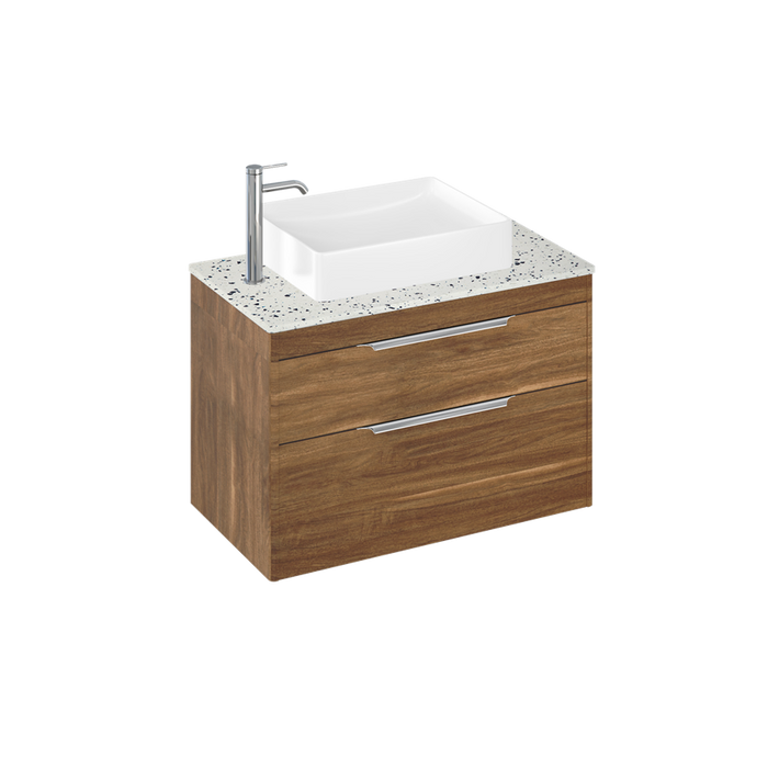 Britton Shoreditch 820mm Vanity Unit - Wall Hung 2 Drawer Unit with Ice Blue Worktop & Quad Countertop Basin - Unbeatable Bathrooms