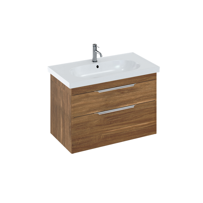 Britton Shoreditch 820mm Vanity Unit - Wall Hung 2 Drawer Unit with Round Basin - Unbeatable Bathrooms