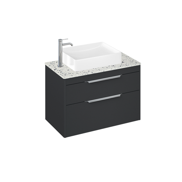 Britton Shoreditch 820mm Vanity Unit - Wall Hung 2 Drawer Unit with Ice Blue Worktop & Quad Countertop Basin - Unbeatable Bathrooms
