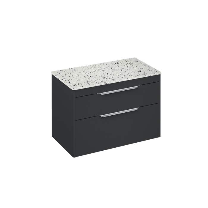 Britton Shoreditch 850mm Wall Hung Double Drawer Unit with Ice Blue Worktop - Unbeatable Bathrooms