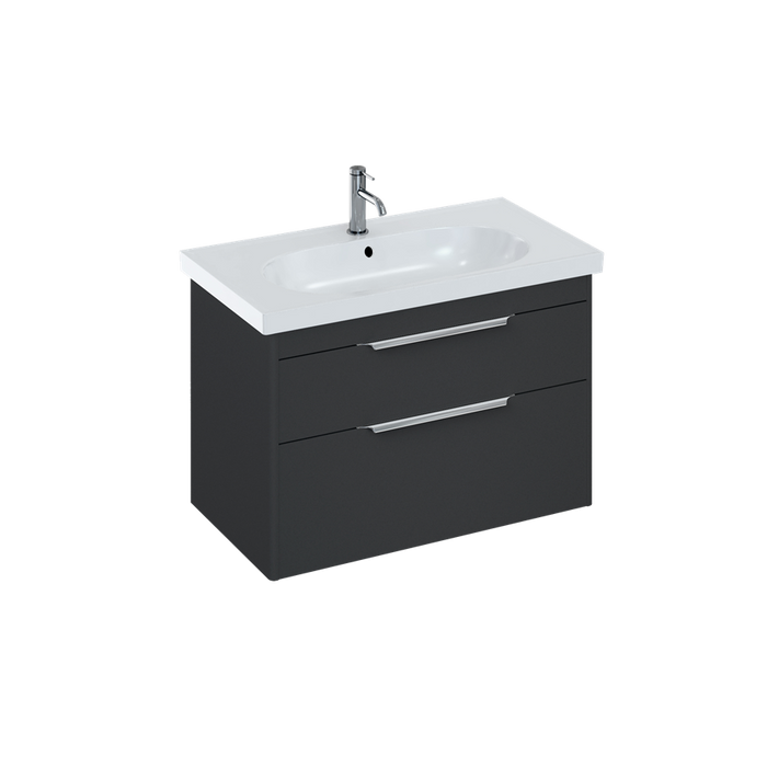 Britton Shoreditch 820mm Vanity Unit - Wall Hung 2 Drawer Unit with Round Basin - Unbeatable Bathrooms