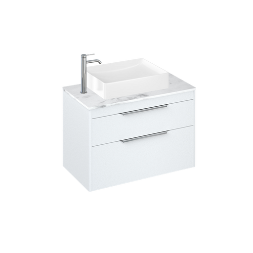 Britton Shoreditch 820mm Vanity Unit - Wall Hung 2 Drawer Unit with Carrara White Worktop & Quad Countertop Basin - Unbeatable Bathrooms