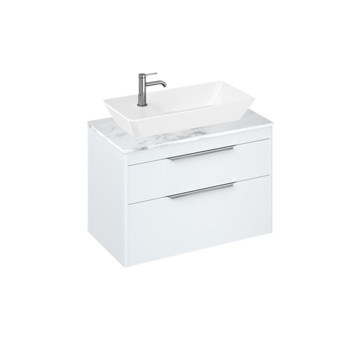 Britton Shoreditch 820mm Vanity Unit - Wall Hung 2 Drawer Unit with Carrara White Worktop & Yacht Countertop Basin - Unbeatable Bathrooms