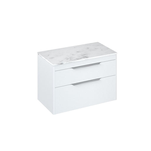 Britton Shoreditch 850mm Wall Hung Double Drawer Unit with Carrara White Worktop - Unbeatable Bathrooms