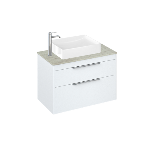 Britton Shoreditch 820mm Vanity Unit - Wall Hung 2 Drawer Unit with Concrete Haze Worktop & Quad Countertop Basin - Unbeatable Bathrooms
