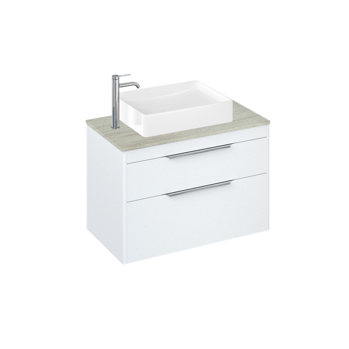 Britton Shoreditch 820mm Vanity Unit - Wall Hung 2 Drawer Unit with Concrete Haze Worktop & Quad Countertop Basin - Unbeatable Bathrooms