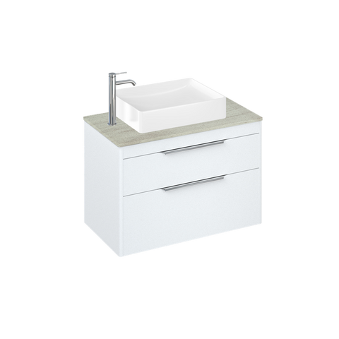 Britton Shoreditch 820mm Vanity Unit - Wall Hung 2 Drawer Unit with Concrete Haze Worktop & Quad Countertop Basin - Unbeatable Bathrooms