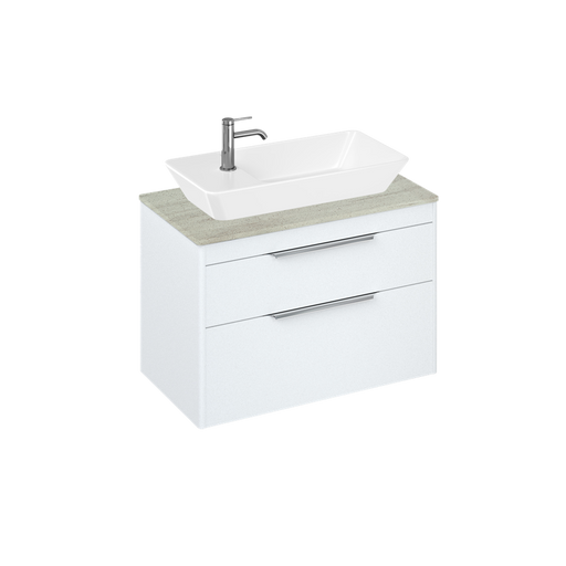 Britton Shoreditch 820mm Vanity Unit - Wall Hung 2 Drawer Unit with Concrete Haze Worktop & Yacht Countertop Basin - Unbeatable Bathrooms