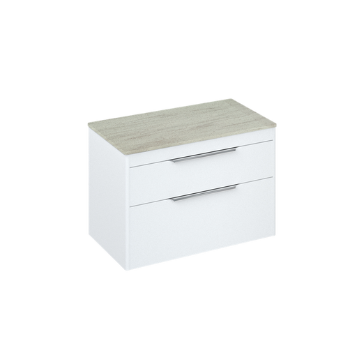 Britton Shoreditch 850mm Wall Hung Double Drawer Unit with Concrete Haze Worktop - Unbeatable Bathrooms