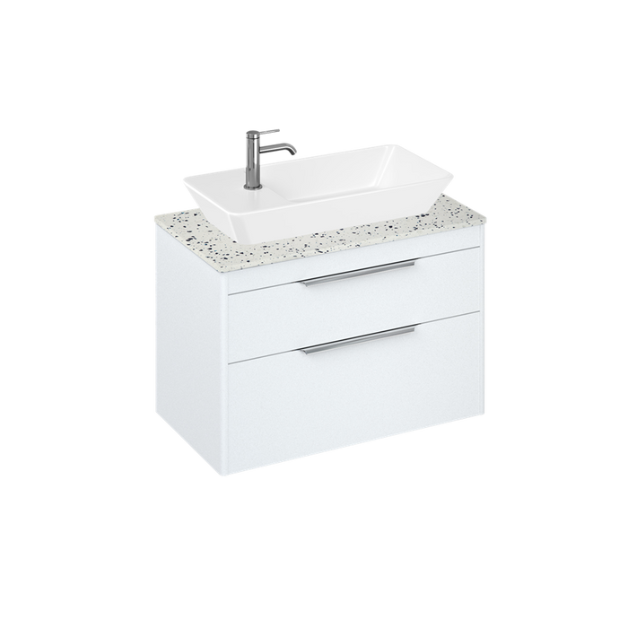 Britton Shoreditch 820mm Vanity Unit - Wall Hung 2 Drawer Unit with Ice Blue Worktop & Yacht Countertop Basin - Unbeatable Bathrooms