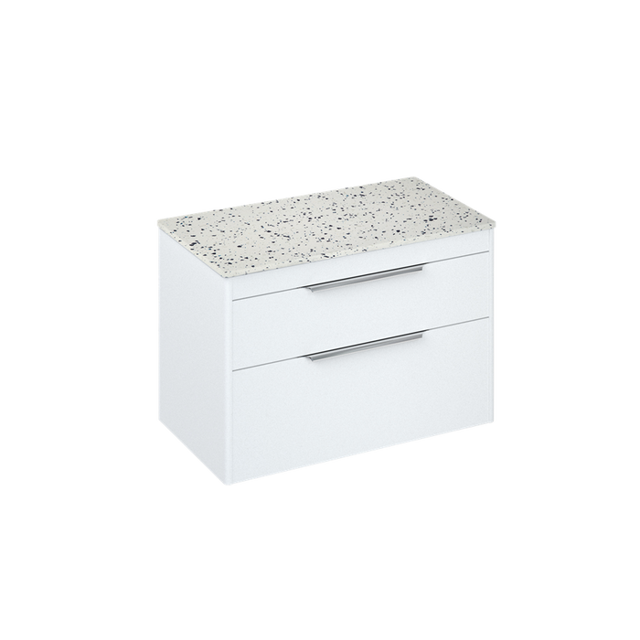 Britton Shoreditch 850mm Wall Hung Double Drawer Unit with Ice Blue Worktop - Unbeatable Bathrooms