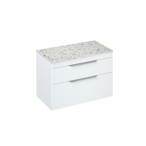 Britton Shoreditch 850mm Wall Hung Double Drawer Unit with Ice Blue Worktop - Unbeatable Bathrooms