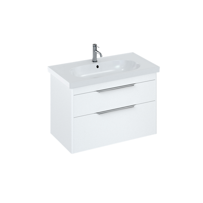 Britton Shoreditch 820mm Vanity Unit - Wall Hung 2 Drawer Unit with Round Basin - Unbeatable Bathrooms