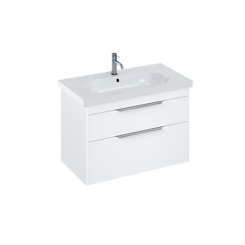 Britton Shoreditch 820mm Vanity Unit - Wall Hung 2 Drawer Unit with Round Basin - Unbeatable Bathrooms