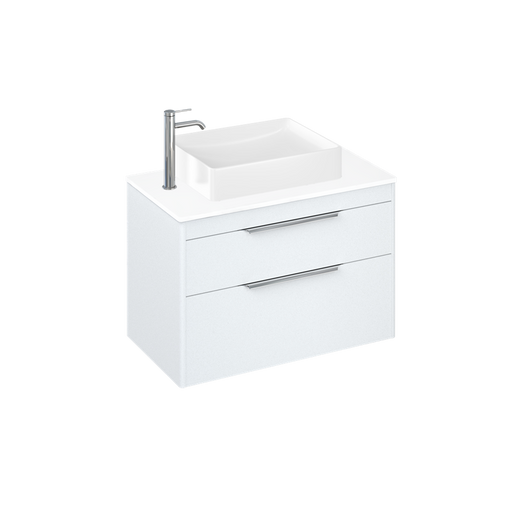 Britton Shoreditch 820mm Vanity Unit - Wall Hung 2 Drawer Unit with White Worktop & Quad Countertop Basin - Unbeatable Bathrooms