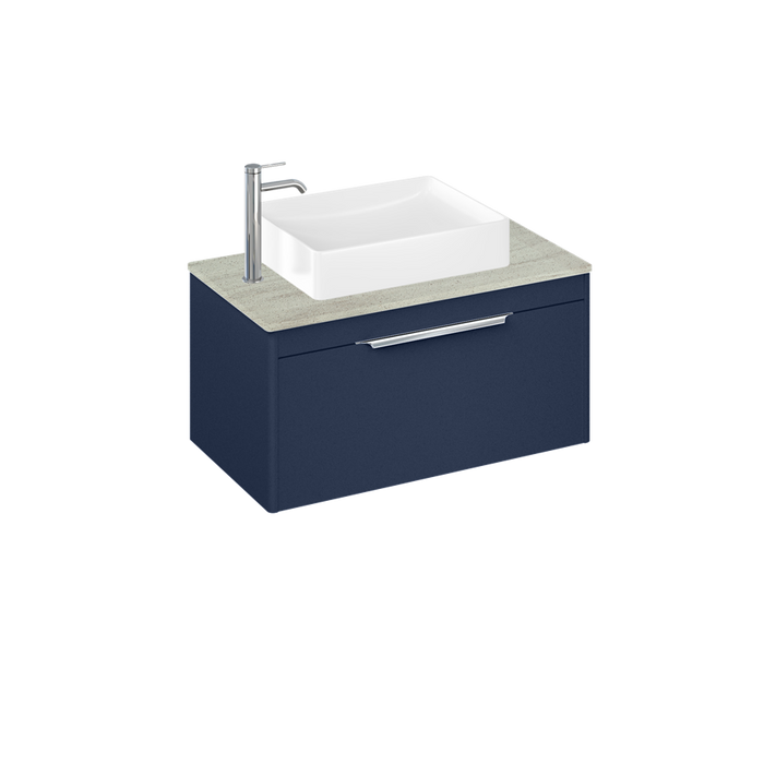 Britton Shoreditch 820mm Vanity Unit - Wall Hung 1 Drawer Unit with Concrete Haze Worktop & Quad Countertop Basin - Unbeatable Bathrooms