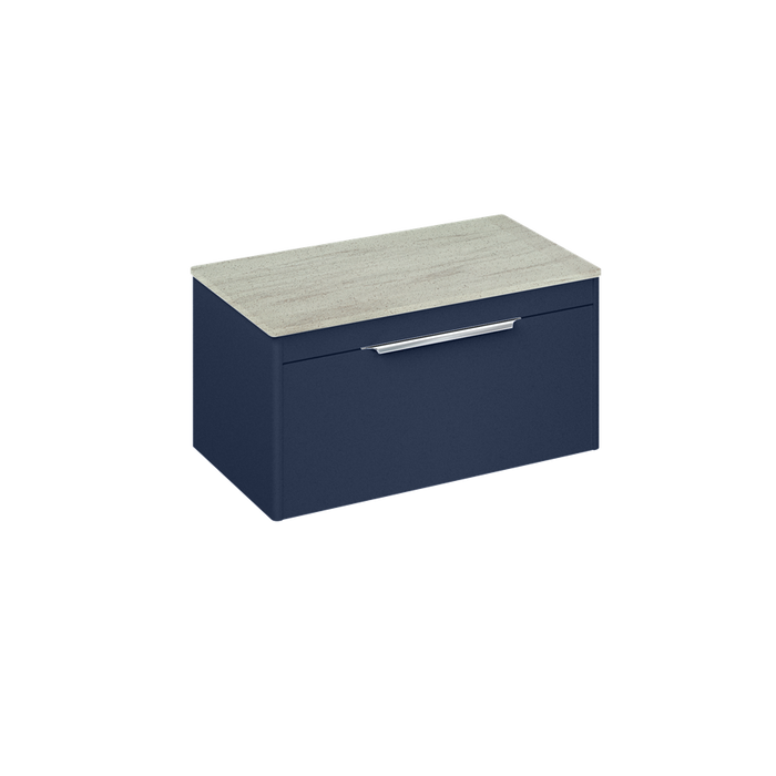 Britton Shoreditch 850mm Wall Hung Single Drawer Unit with Concrete Haze Worktop - Unbeatable Bathrooms