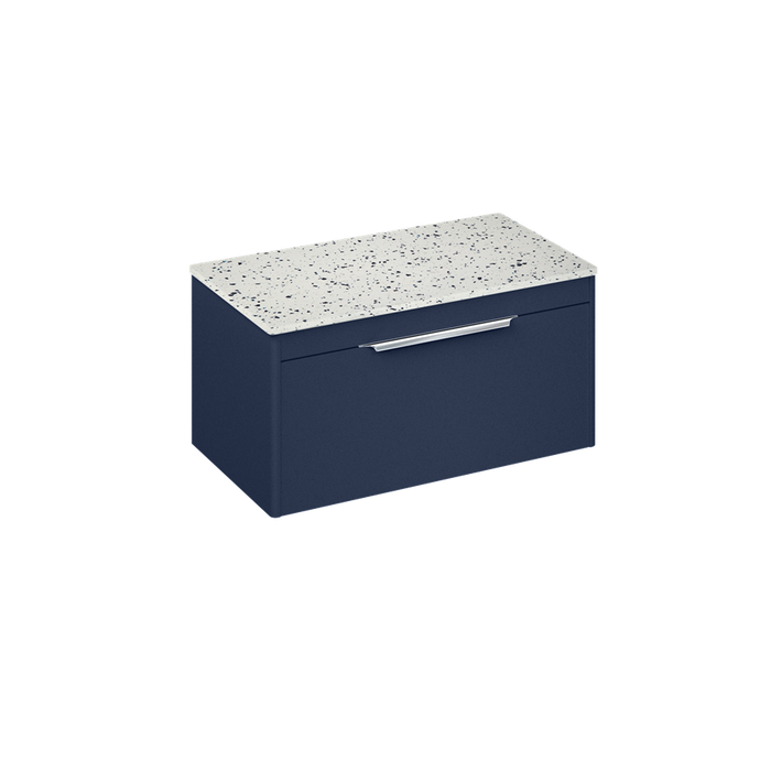 Britton Shoreditch 850mm Wall Hung Single Drawer Unit with Ice Blue Worktop - Unbeatable Bathrooms