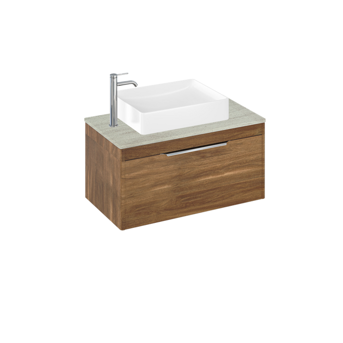 Britton Shoreditch 820mm Vanity Unit - Wall Hung 1 Drawer Unit with Concrete Haze Worktop & Quad Countertop Basin - Unbeatable Bathrooms