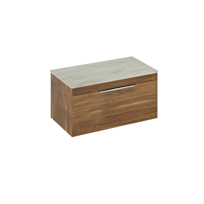 Britton Shoreditch 850mm Wall Hung Single Drawer Unit with Concrete Haze Worktop - Unbeatable Bathrooms