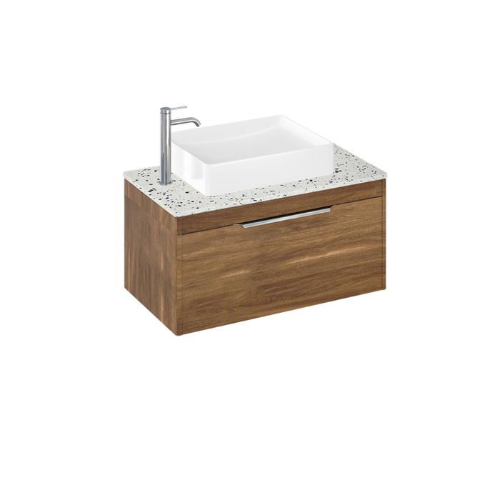 Britton Shoreditch 820mm Vanity Unit - Wall Hung 1 Drawer Unit with Ice Blue Worktop & Quad Countertop Basin - Unbeatable Bathrooms