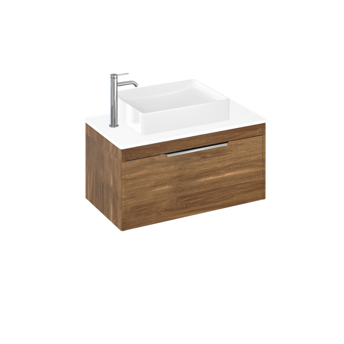 Britton Shoreditch 820mm Vanity Unit - Wall Hung 1 Drawer Unit with White Worktop & Quad Countertop Basin - Unbeatable Bathrooms