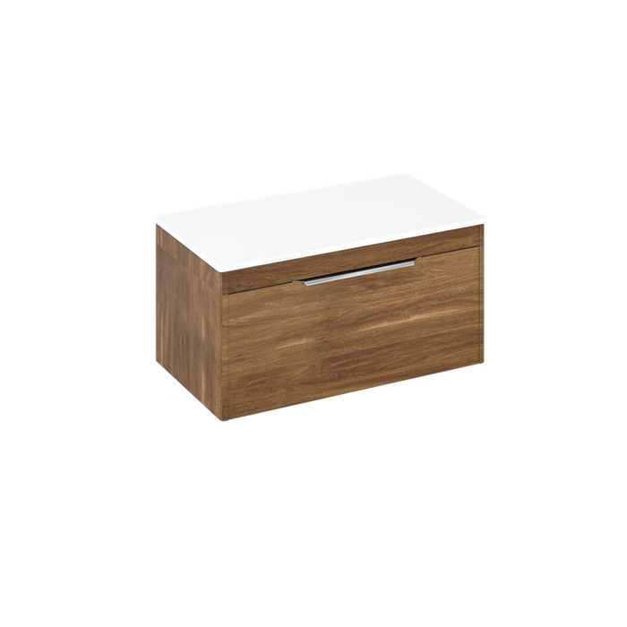 Britton Shoreditch 850mm Wall Hung Single Drawer Unit with White Worktop - Unbeatable Bathrooms