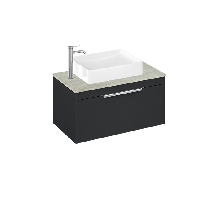 Britton Shoreditch 820mm Vanity Unit - Wall Hung 1 Drawer Unit with Concrete Haze Worktop & Quad Countertop Basin - Unbeatable Bathrooms